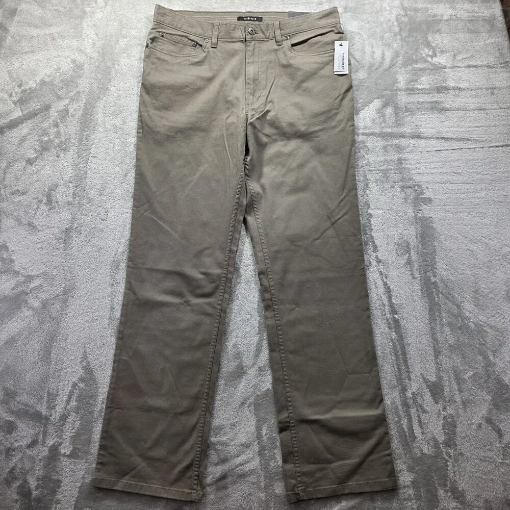 Van Heusen Flex Waistband Dress Pants Mens 34x34 Olive Straight Fit Non-Iron